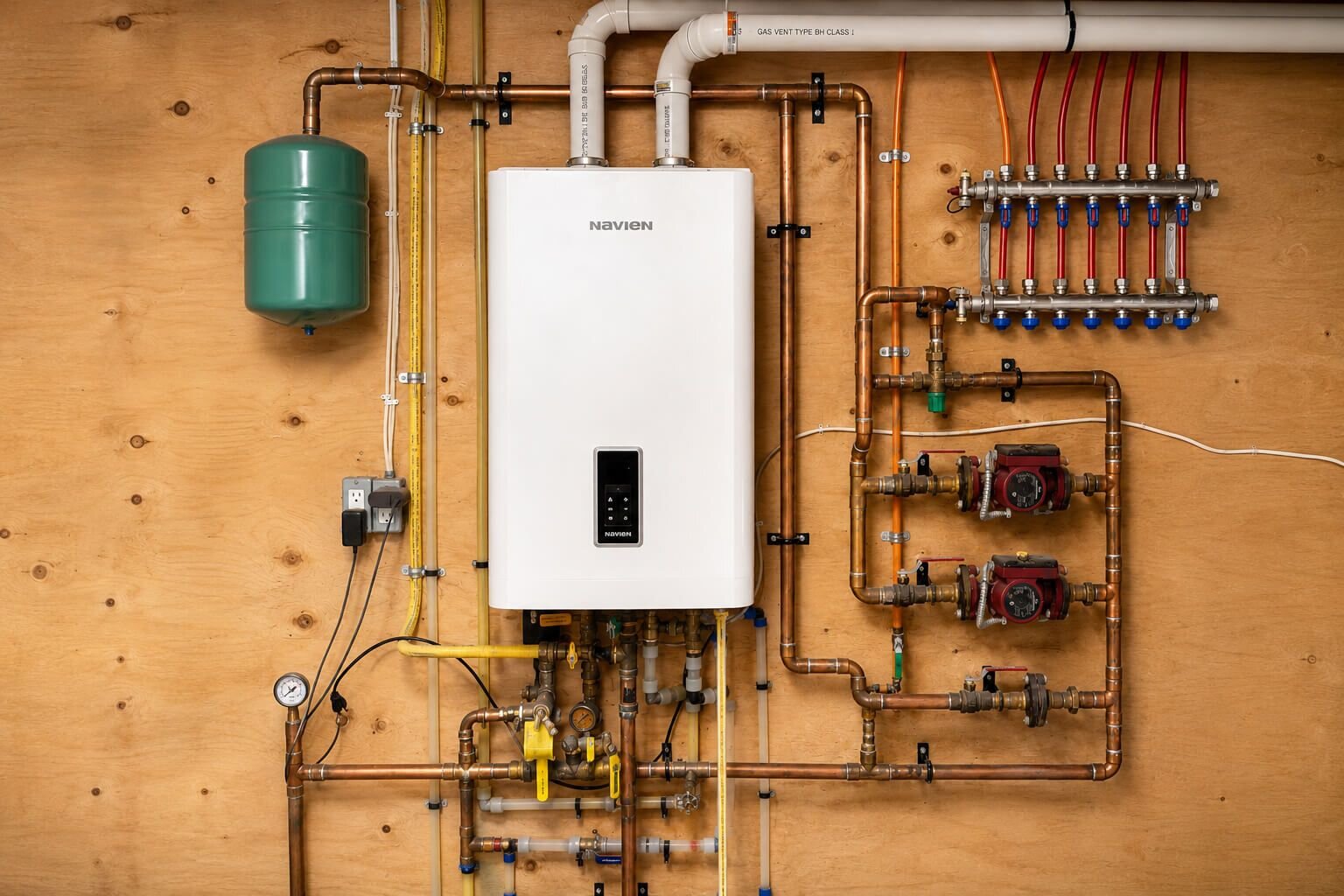 Wall-mounted boiler installed by Einwechter Plumbing & Heating