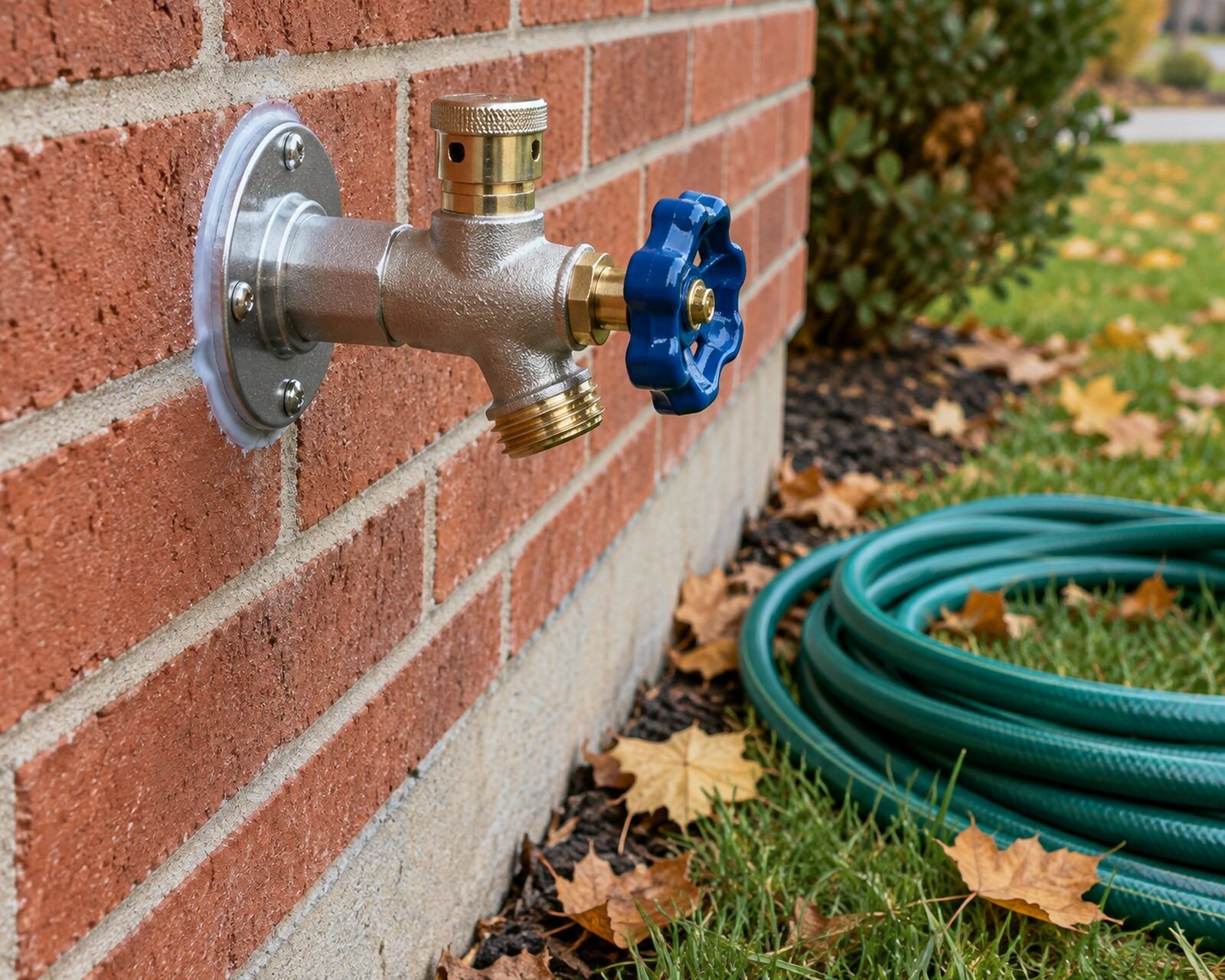 Illustration of a frost-free outdoor tap on a brick wall with the garden hose di | Appliance hookups and outdoor taps, Kitchener-Waterloo Illustration of a frost-free outdoor tap on a brick wall with the garden hose disconnected for winter. Illustration by Einwechter Plumbing & Heating, Kitchener-Waterloo