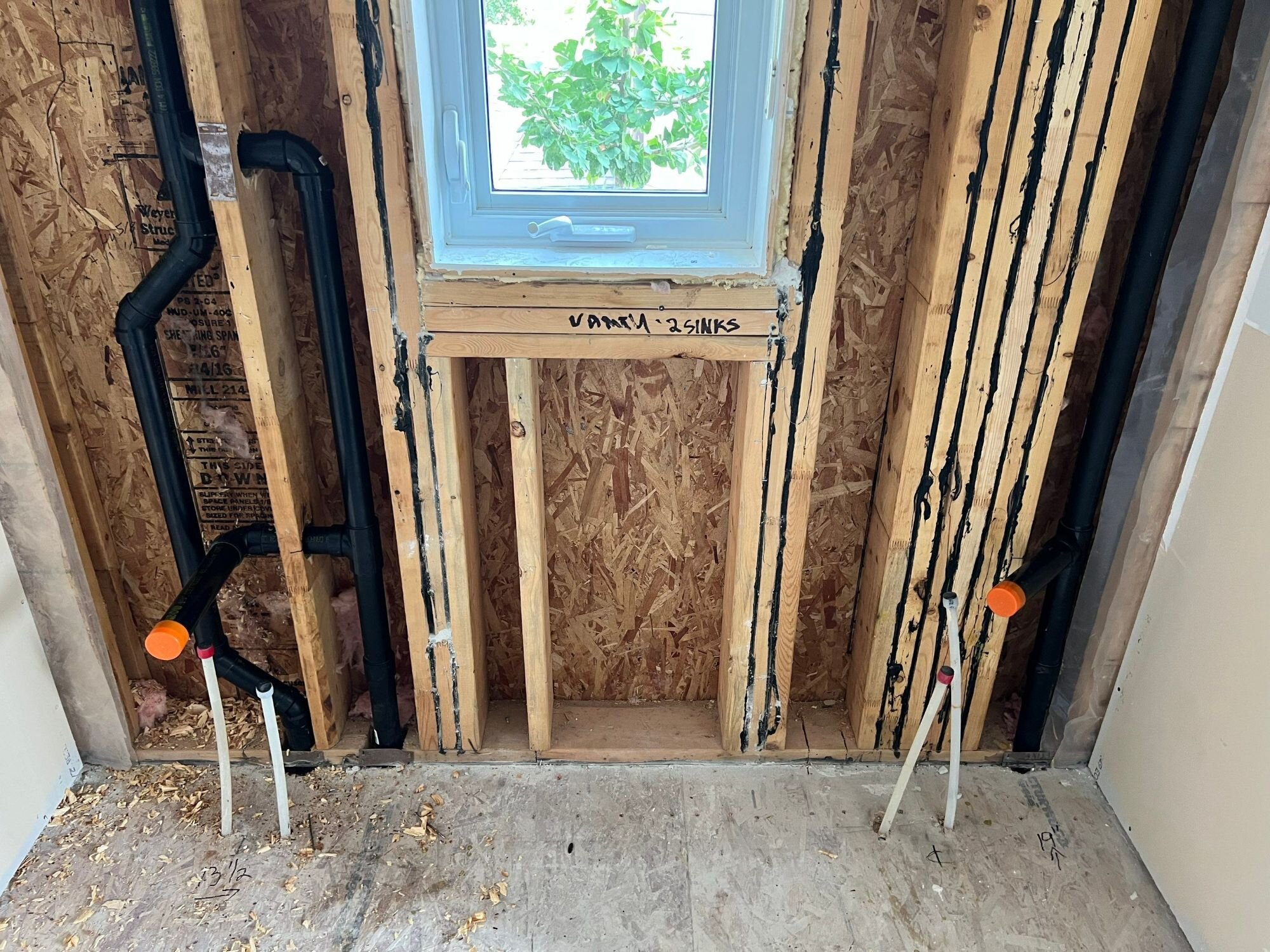 Bathroom renovation with new drain and supply rough-ins under a window, before d | Renovation plumbing, Kitchener-Waterloo Bathroom renovation with new drain and supply rough-ins under a window, before drywall – renovation plumbing, Einwechter Plumbing & Heating, Kitchener-Waterloo