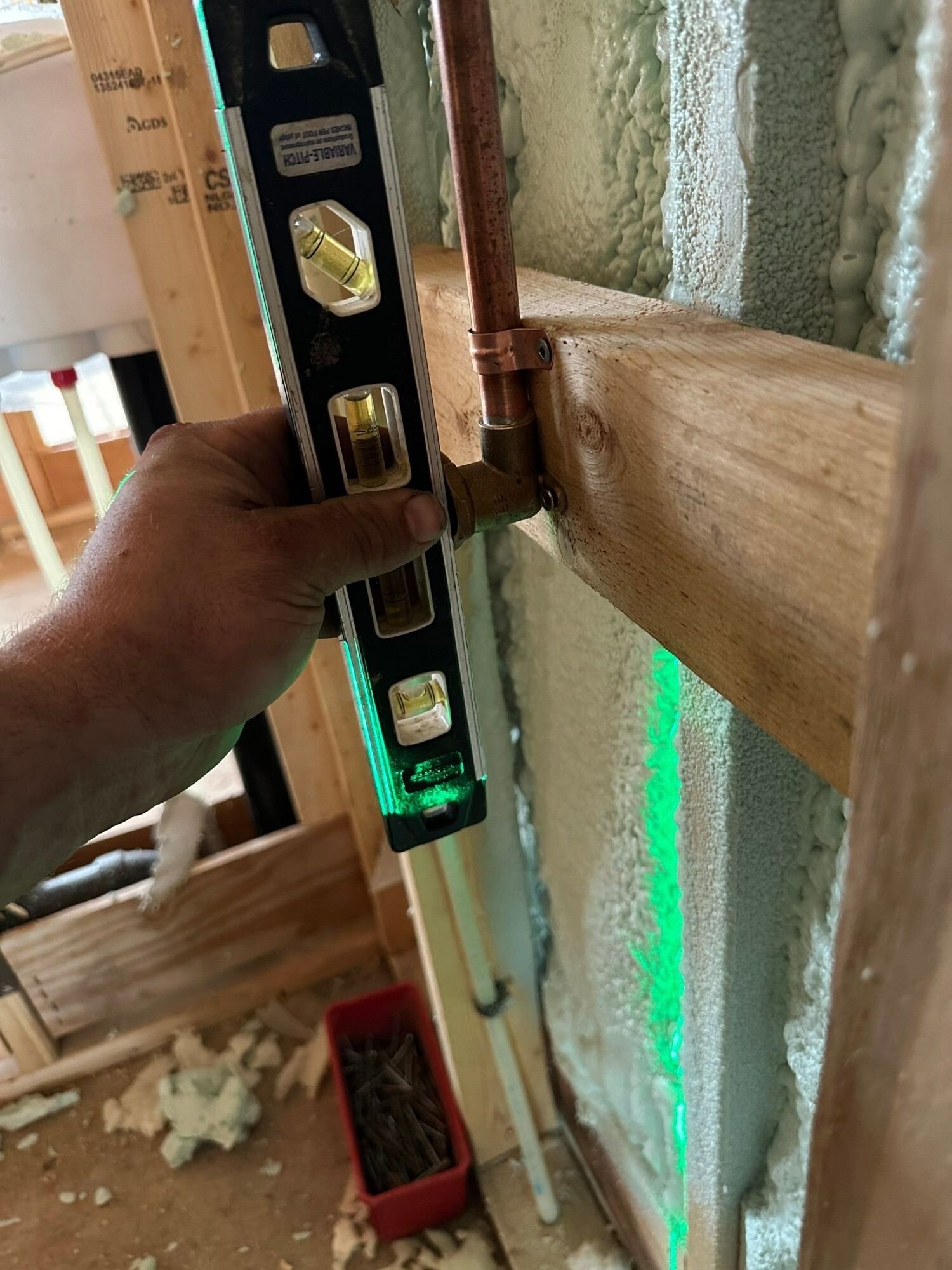 Einwechter plumber levelling a copper stub-out in new framing | Renovation plumbing, Kitchener-Waterloo Einwechter plumber levelling a copper stub-out in new framing, Kitchener-Waterloo