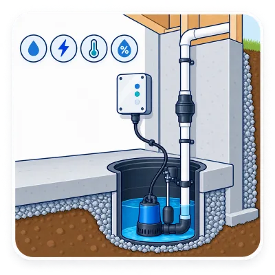 Smart sump monitor. Illustration by Einwechter Plumbing & Heating