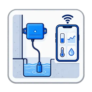 Smart sump pump monitor | Kitchener-Waterloo Moen smart sump pump monitor add-on. Illustration by Einwechter Plumbing & Heating, Kitchener-Waterloo